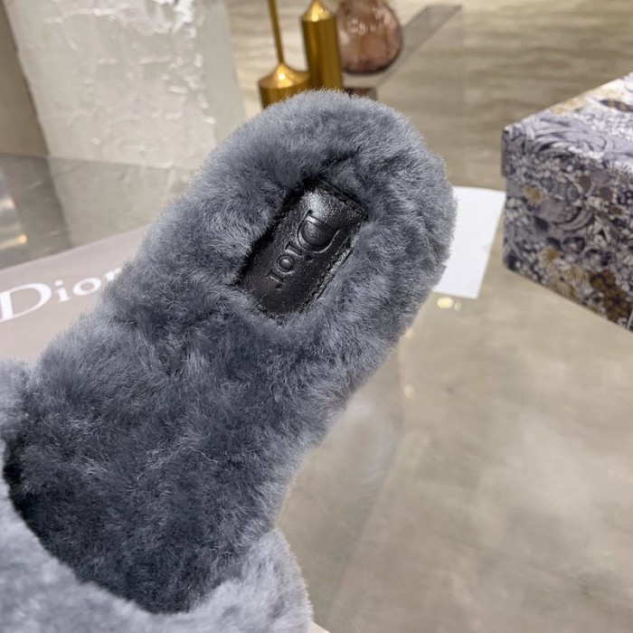 D*or fur women slides grey