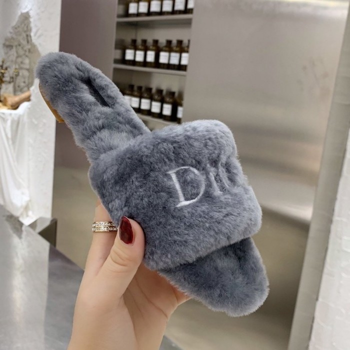 D*or fur women slides grey