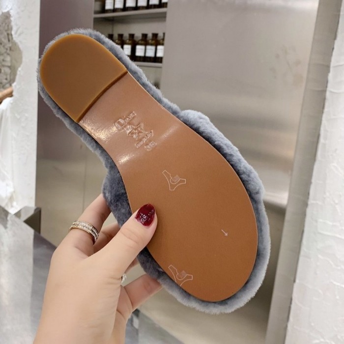 D*or fur women slides grey