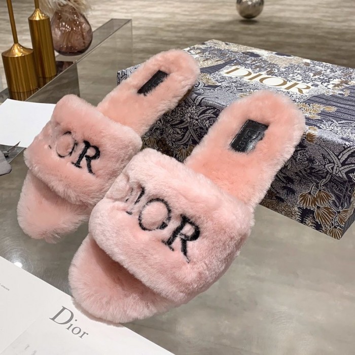 D*or fur women slides pink