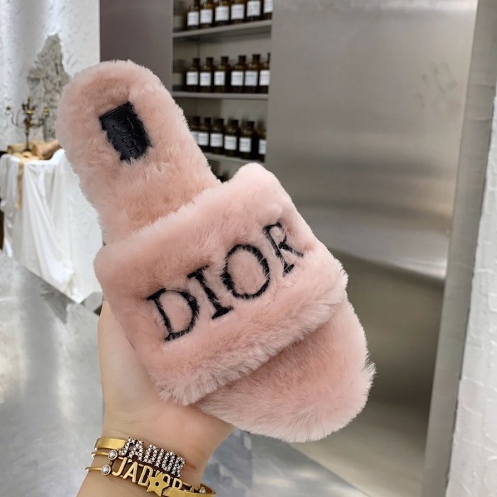 D*or fur women slides pink