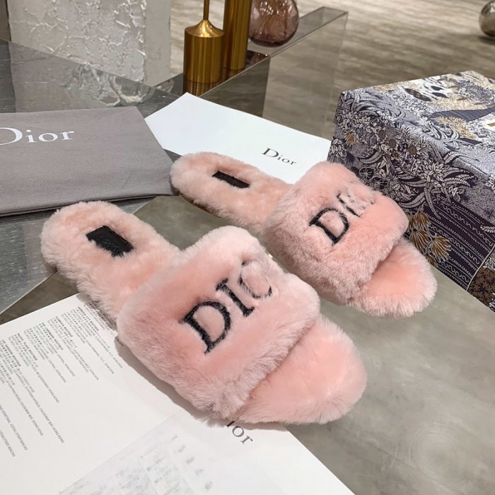 D*or fur women slides pink