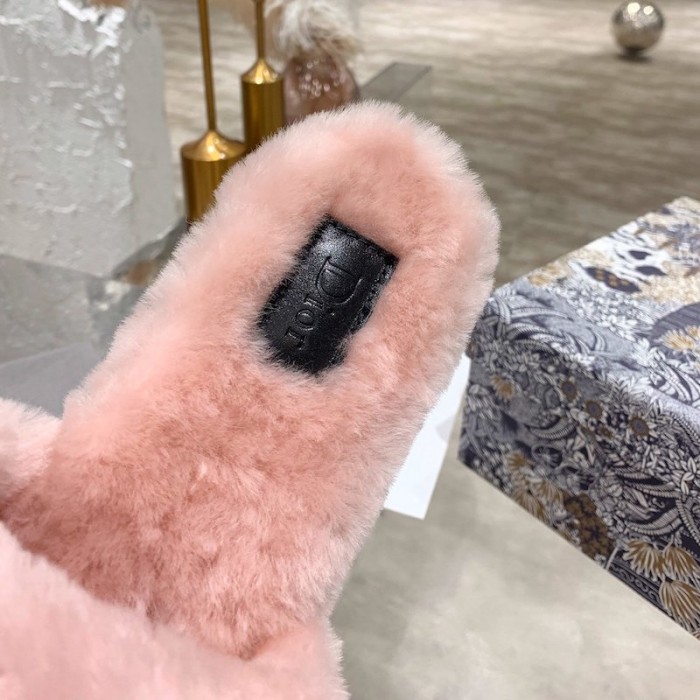 D*or fur women slides pink
