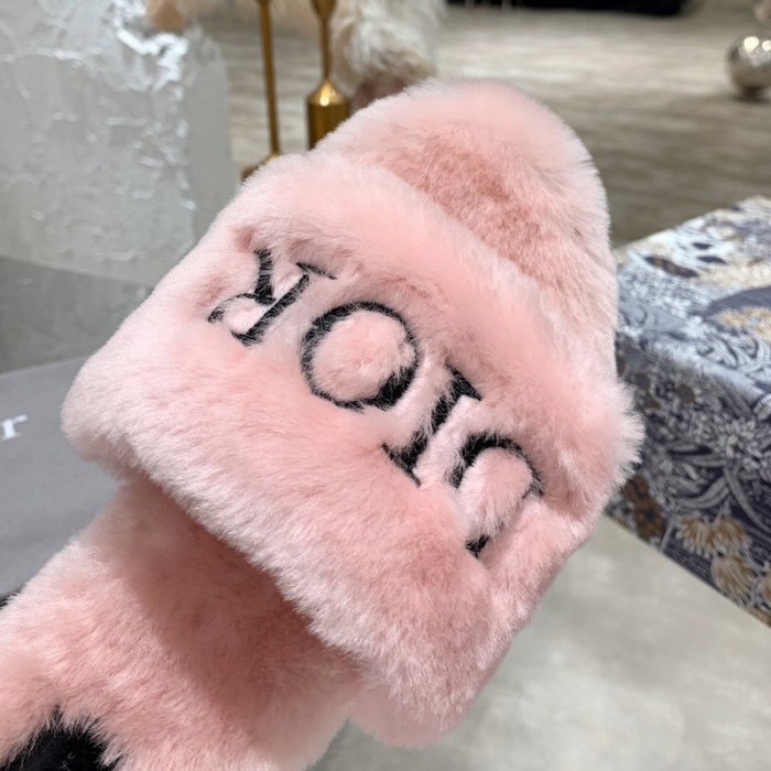 D*or fur women slides pink