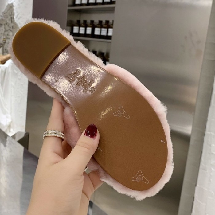 D*or fur women slides pink