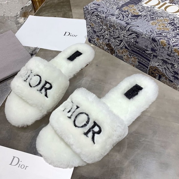 D*or fur women slides white