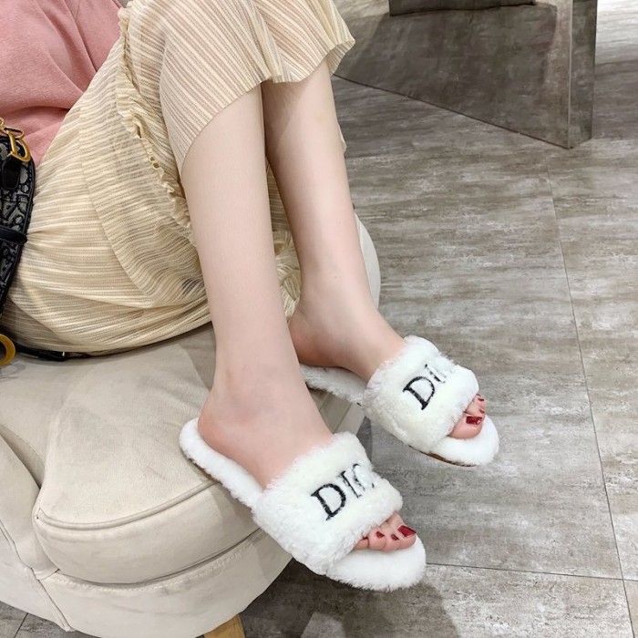 D*or fur women slides white