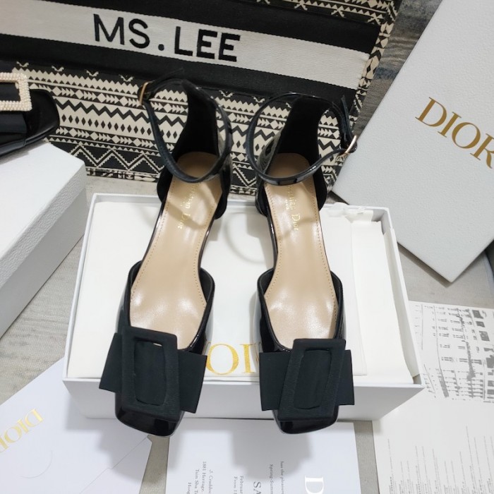 D*or idylle ballet pump black patent calfskin and grosgrain