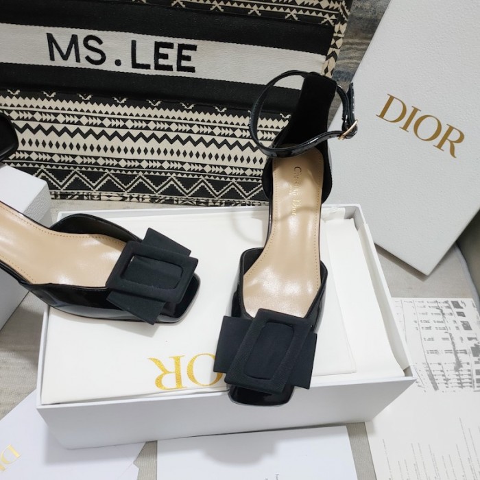 D*or idylle ballet pump black patent calfskin and grosgrain