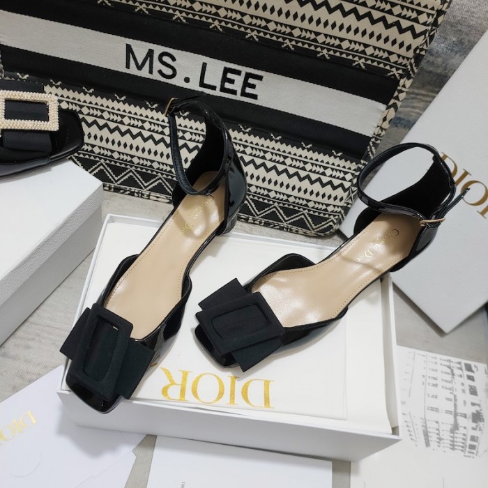 D*or idylle ballet pump black patent calfskin and grosgrain