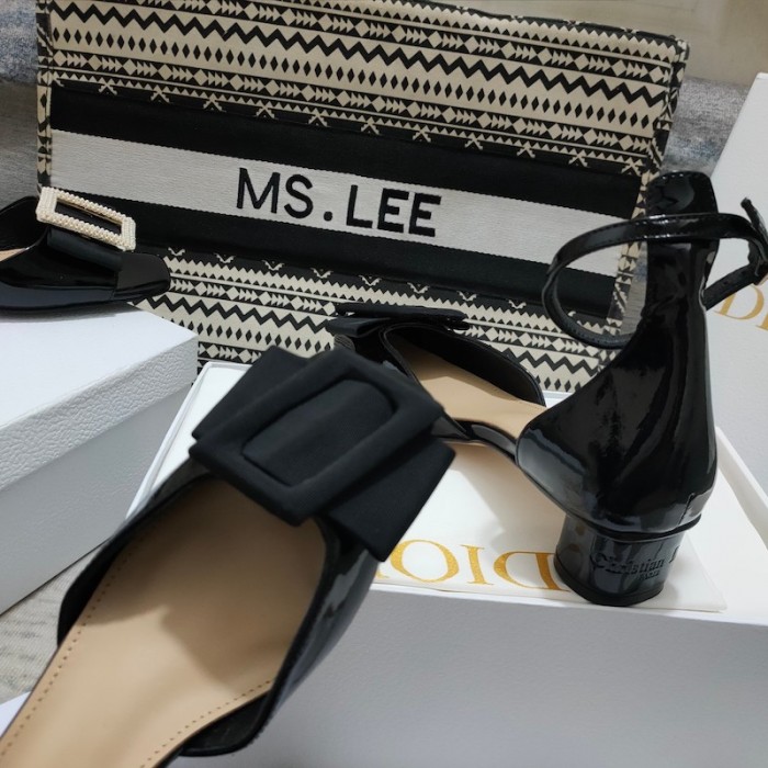 D*or idylle ballet pump black patent calfskin and grosgrain