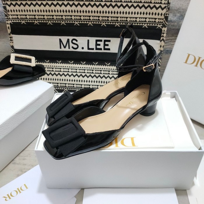D*or idylle ballet pump black patent calfskin and grosgrain
