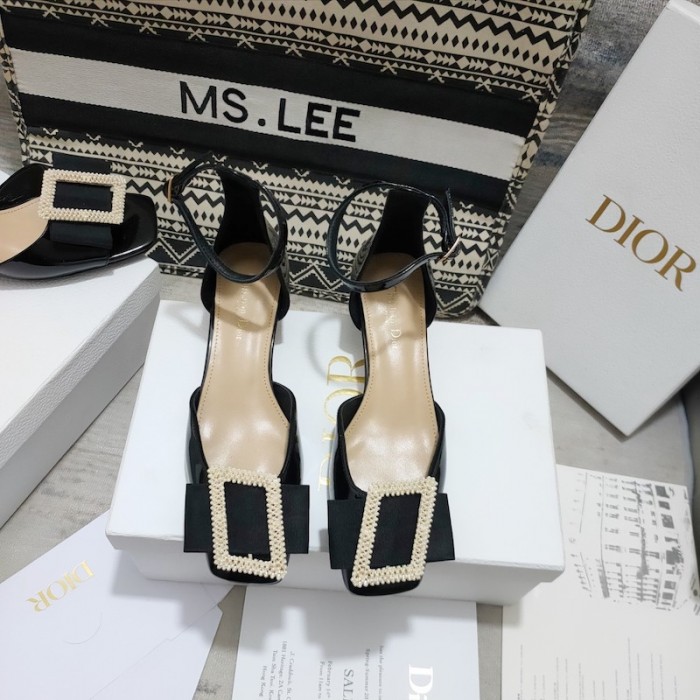 D*or idylle ballet pump black patent calfskin with pearl