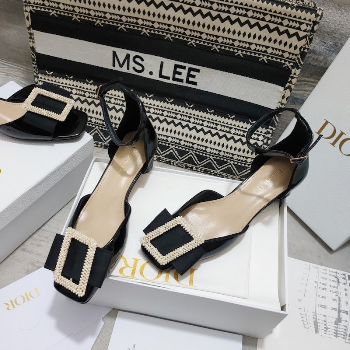 D*or idylle ballet pump black patent calfskin with pearl