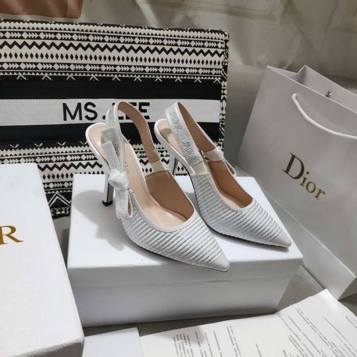 D*or j''aD*or slingback pump gold-tone cotton embroidered with metallic thread and strass