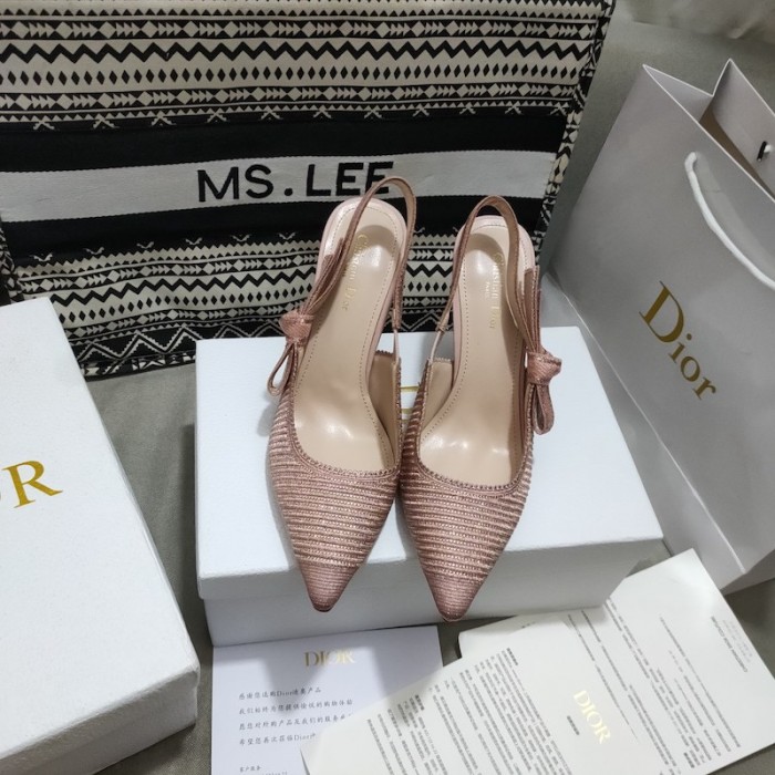 D*or j''aD*or slingback pump rose des vents cotton embroidered with metallic thread and strass