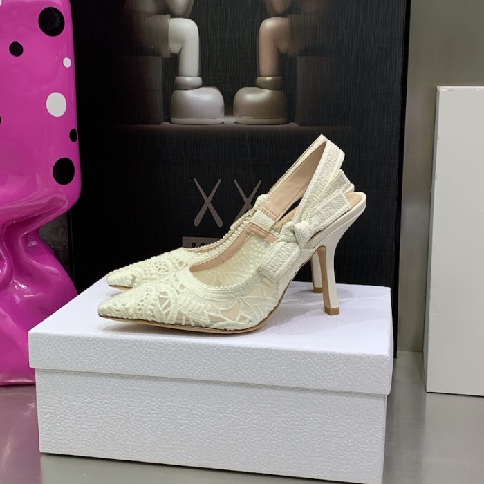 D*or j''aD*or slingback pump white macramé embroidered cotton