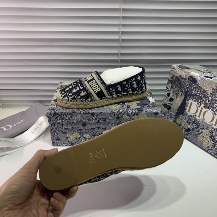 D*or oblique embroidered cotton espadrille blue