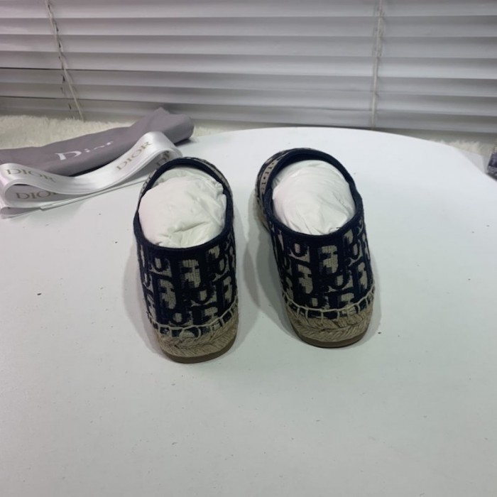 D*or oblique embroidered cotton espadrille blue