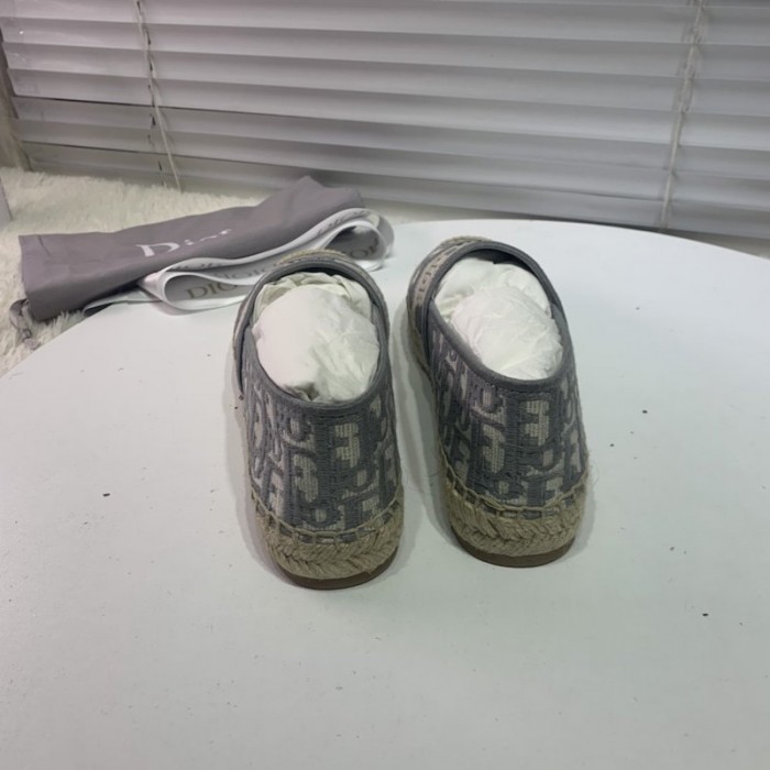 D*or oblique embroidered cotton espadrille grey