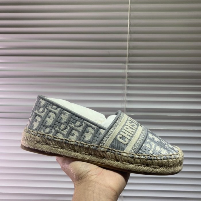 D*or oblique embroidered cotton espadrille grey