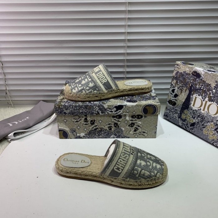 D*or granville D*or oblique embroidered cotton mule grey