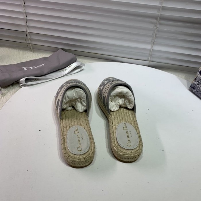 D*or granville D*or oblique embroidered cotton mule grey