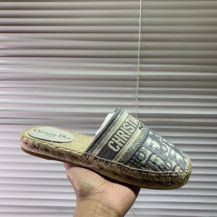 D*or granville D*or oblique embroidered cotton mule grey