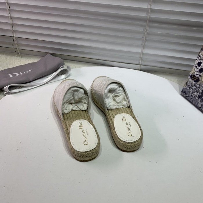D*or granville D*or oblique embroidered cotton mule ivory