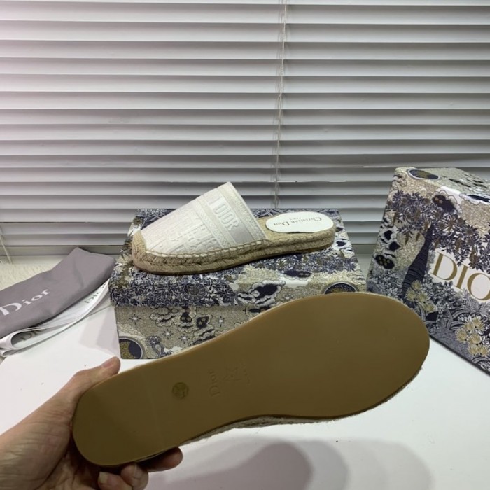 D*or granville D*or oblique embroidered cotton mule ivory