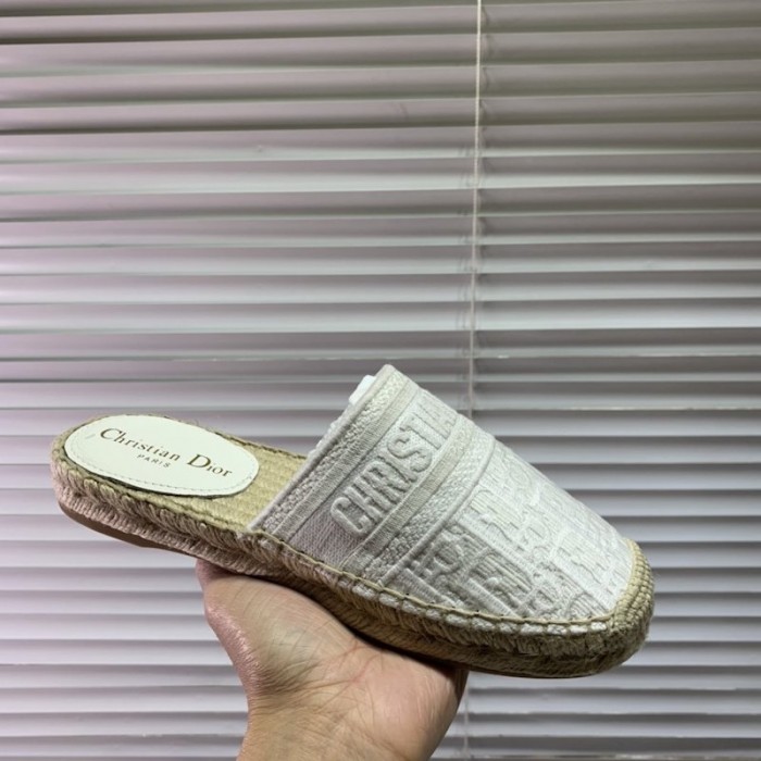 D*or granville D*or oblique embroidered cotton mule ivory