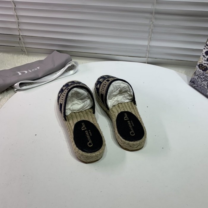 D*or granville D*or oblique embroidered cotton mule navy