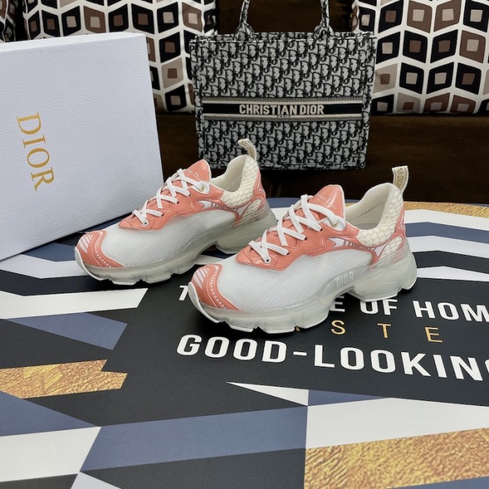 D*or vibe sneaker white mesh and pink leather