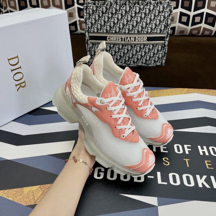 D*or vibe sneaker white mesh and pink leather