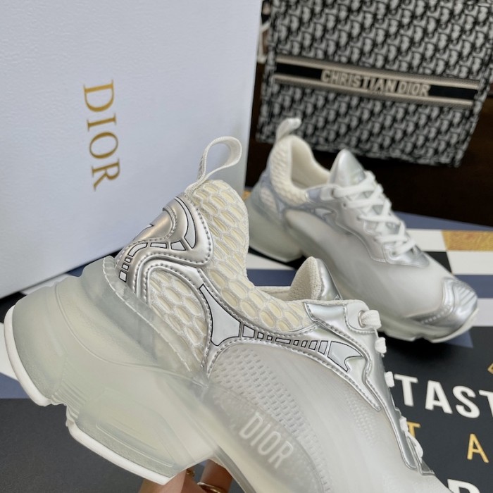 D*or vibe sneaker white mesh and silver-tone leather