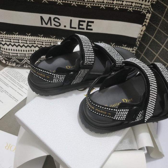 D*or D*oract sandal black technical fabric and white resin pearls