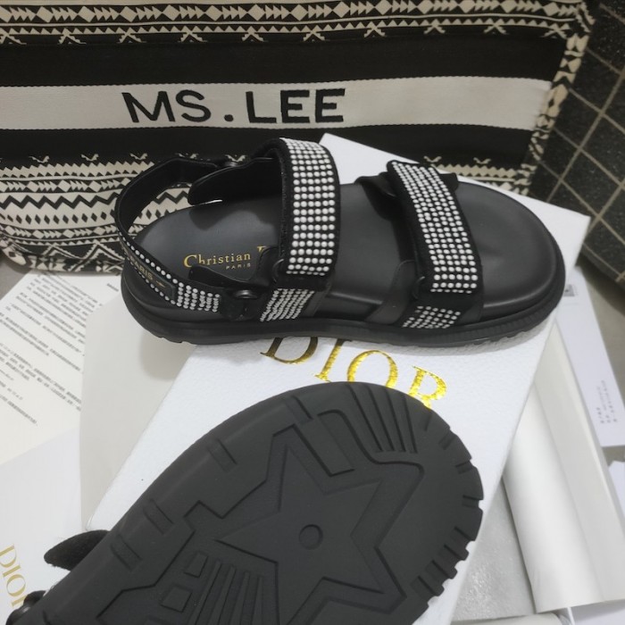 D*or D*oract sandal black technical fabric and white resin pearls
