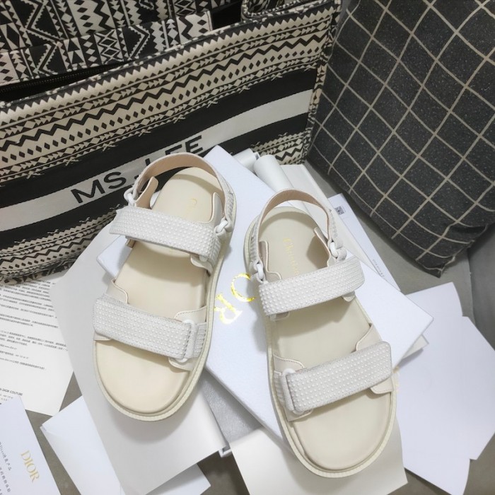D*or D*oract sandal white technical fabric and white resin pearls