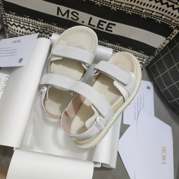 D*or D*oract sandal white technical fabric and white resin pearls