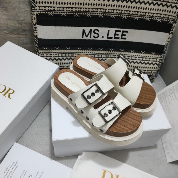 D*or strap sandal white calfskin