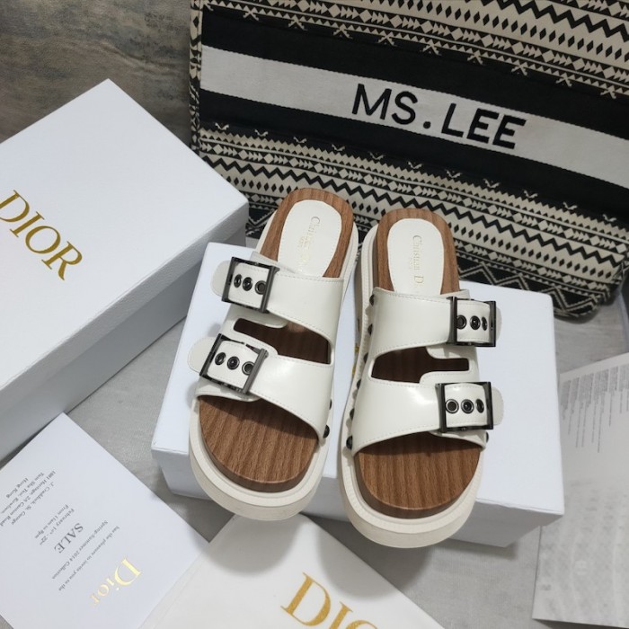 D*or strap sandal white calfskin