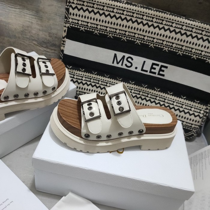D*or strap sandal white calfskin
