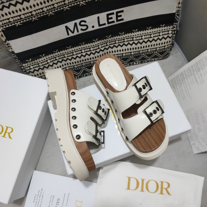D*or strap sandal white calfskin