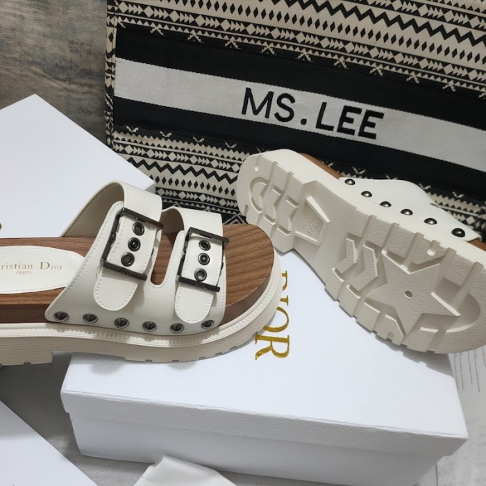 D*or strap sandal white calfskin