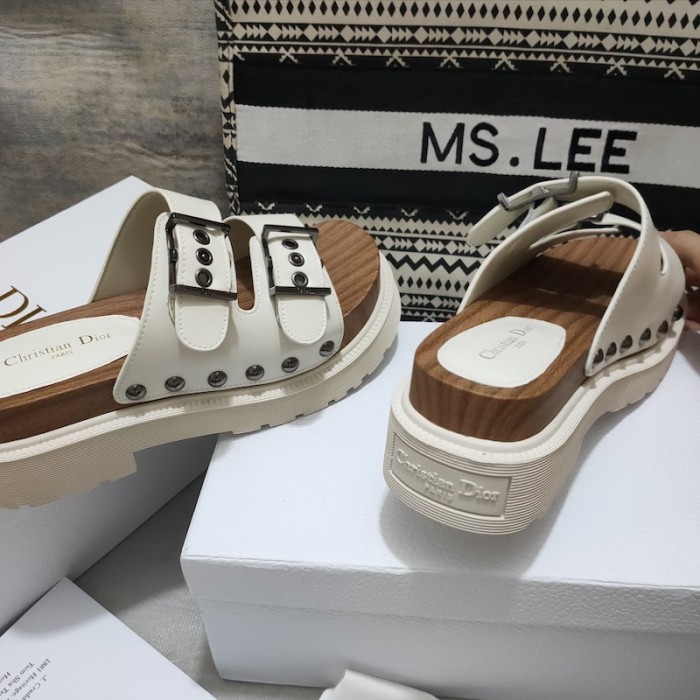 D*or strap sandal white calfskin