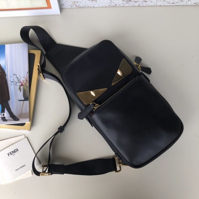 F**di belt bag bugs black leather / gold