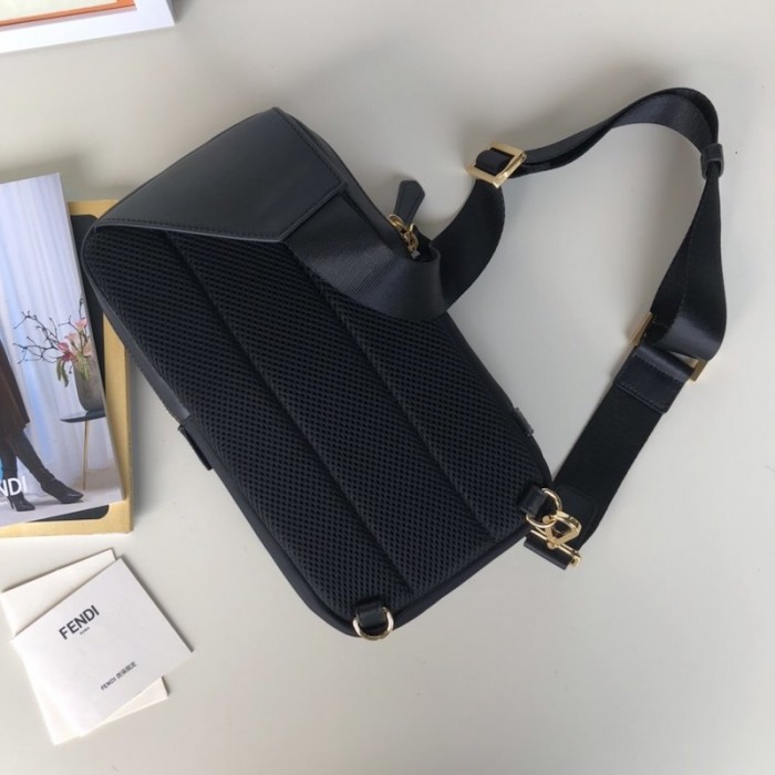 F**di belt bag bugs black leather / gold