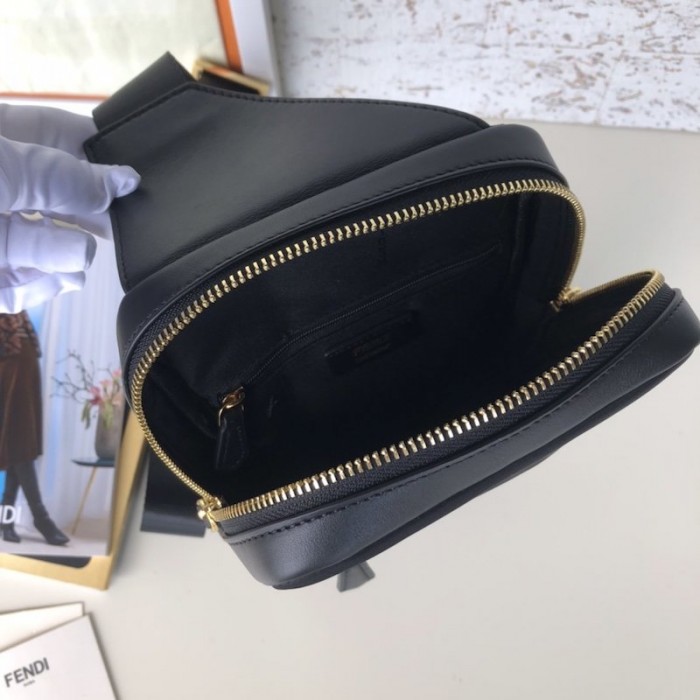 F**di belt bag bugs black leather / gold