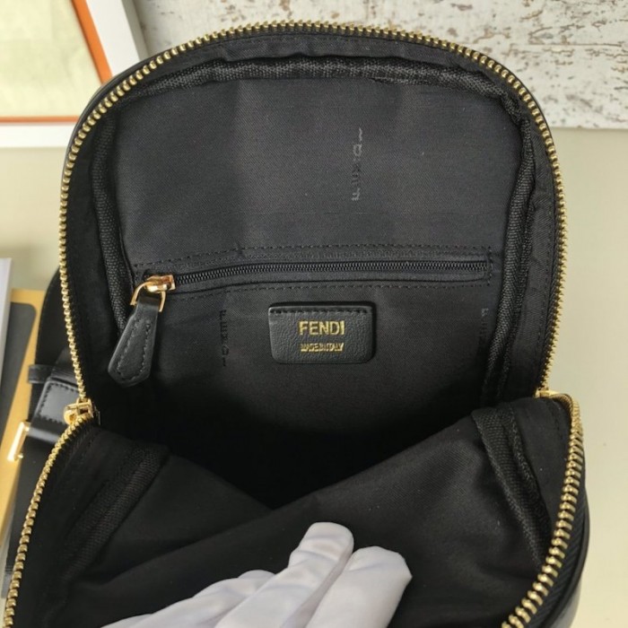 F**di belt bag bugs black leather / gold