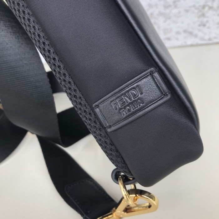 F**di belt bag bugs black leather / gold
